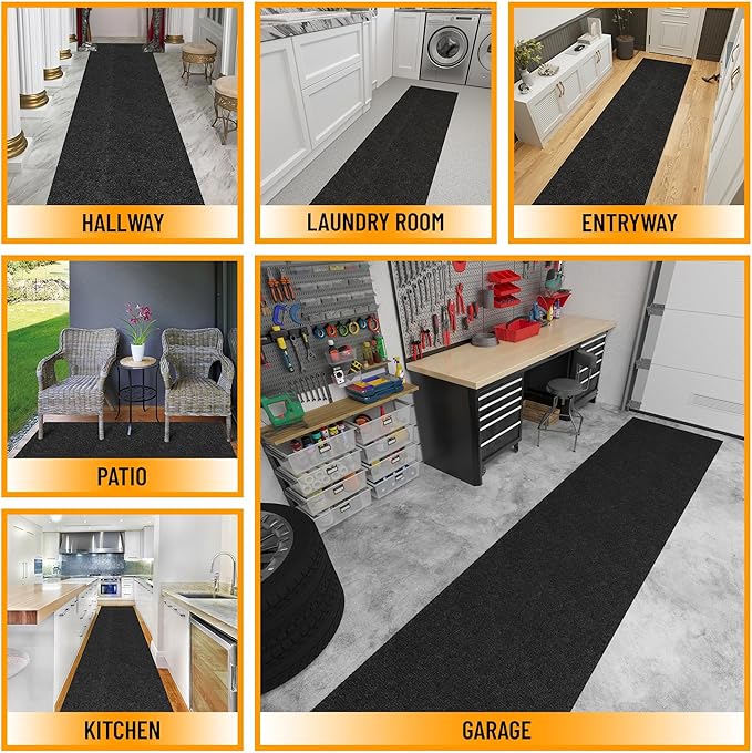 Ottomanson Front Door Mat – Non Slip Scraper Mud Mat for High Traffic Offices, Lobbies, Schools, RV & Patio – Dirt Trapping & Durable for Indoor & Outdoor Commercial Use – 2' x 4' – Black