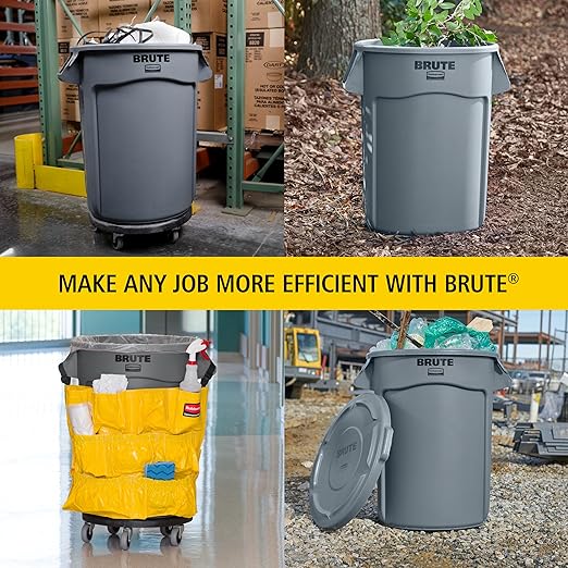 Rubbermaid Commercial Products BRUTE Heavy-Duty Round Trash/Garbage Can, 20-Gallon, Blue, for Landscapers/Construction Sites/Restaurants/Back of House/Offices/Warehouses/Commercial Environments