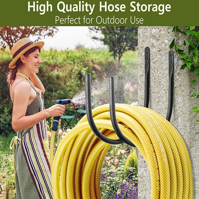 Garden Hose Holders Mount: Wall Mount Garden Hose Hangers for Outside - 4 Pcs Rust-Proof Water Hose Racks Hanging Hooks for Outside Expandable Hose