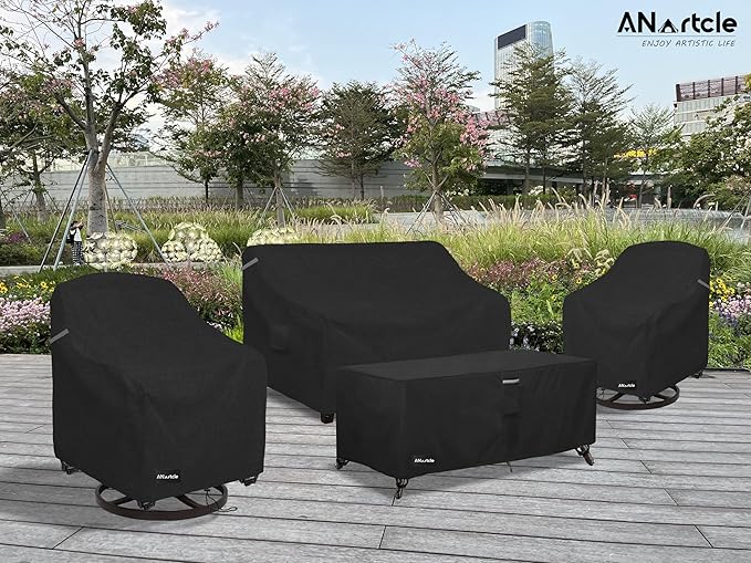 Swivel Patio Chair Covers 2 Pack,Waterproof Heavy Duty Outdoor Chair Covers,Patio Swivel Chair Covers for Outdoor Furniture (30 W x 34 D x 38.5 H inches) Black.