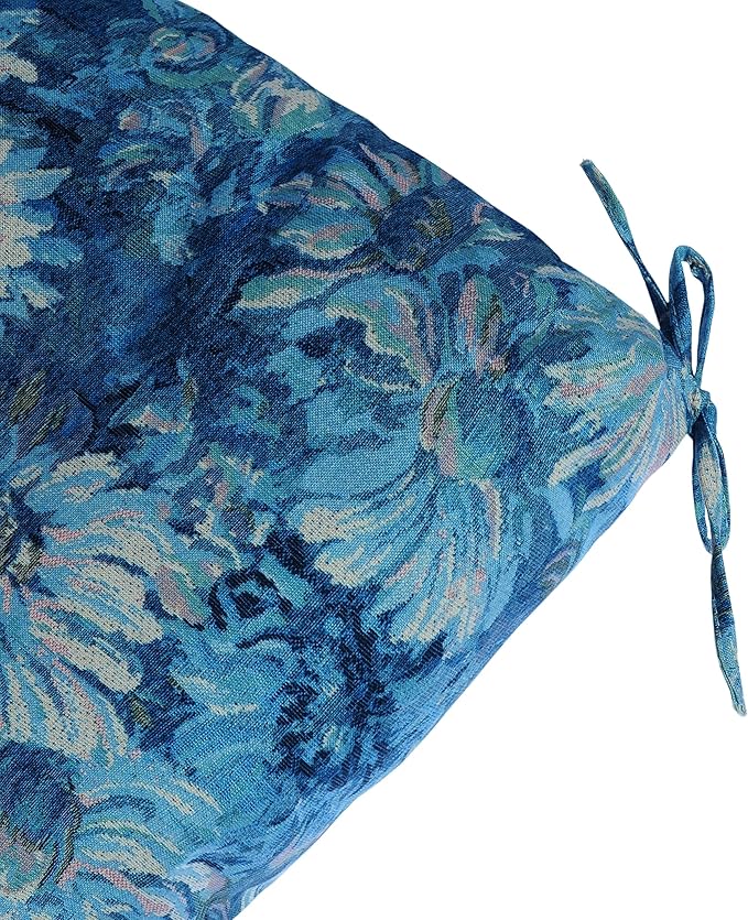Set of 2 Outdoor Dining Chair Cushions, Patio Seating Cushions, 38x18x4.5 inch, for Garden Patio Furniture (Blue Monet Garden)