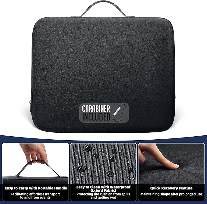 Extra Thick Stadium Seat Cushion – Waterproof 2.8" Bleacher Cushions for Adults - 2-Pack Portable Bleacher Seat Cushion - Lightweight Stadium Seat Pads - Boat & Outdoor Bench Cushion Pad