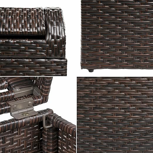 happimess HPM1201A Darla 14.27-Gallon All-Weather Wicker/Metal Swing Top Hideaway Outdoor Trash Can, Brown, Classic, Coastal, Casual Wastebin for Backyard, Patio, Porch, Kitchen