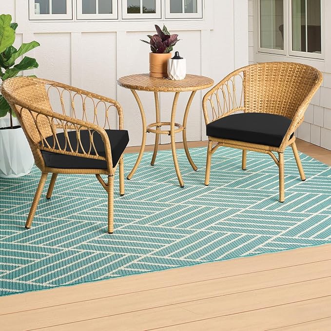 Topotdor Outdoor Chair Cushions Set of 2, 17"x16"x2" Patio Chair Cushions for Outdoor Furniture, Round Corner Outdoor Seat Chair Pads with Ties for Patio Garden Dining Office, Black