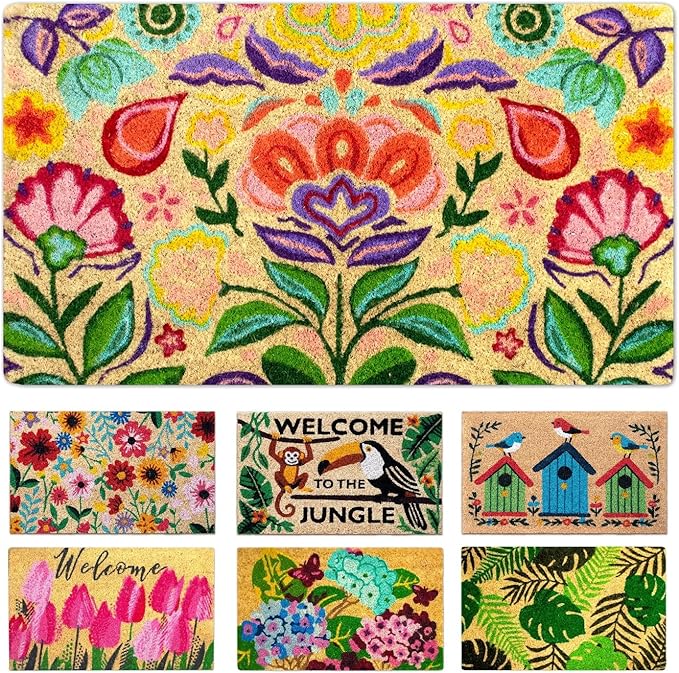 Coir Doormat, Front Door mats Outdoor, Funny Welcome mat Outdoor, Front Door mat for Home Entrance, Door mat Outside Entrance, Welcome mat Indoor 16"x27.5" (Dalias)