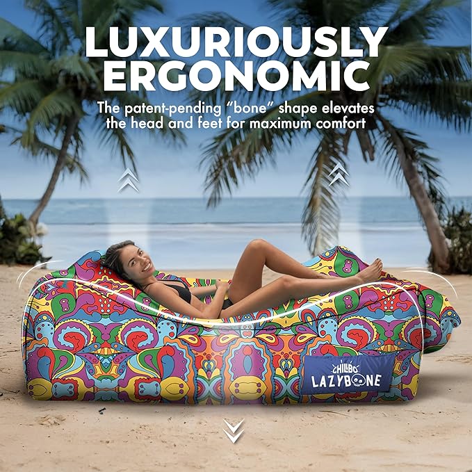 Chillbo Lazybone Inflatable Lounger - Ultimate Inflatable Couch for Maximum Chill - The Perfect Blow Up Couch for Music Festivals Or Lounger for Camping