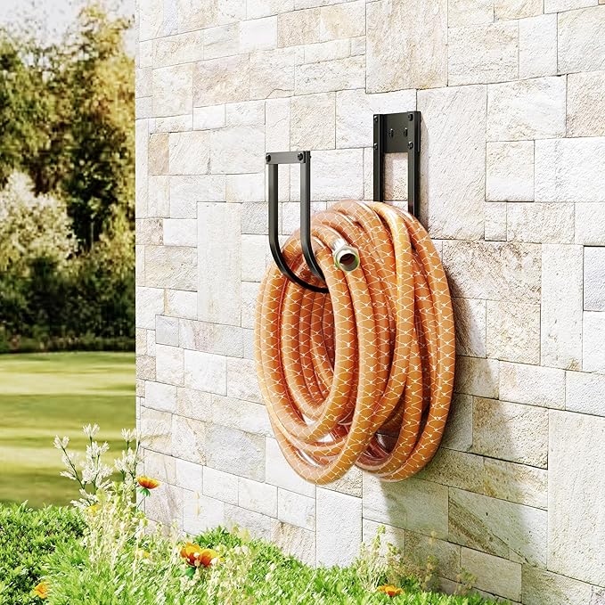 Garden Hose Holder Wall Mount - Metal Water Hose Hanger for Outside, Durable Hook for Garden, Garage, or Yard Storage