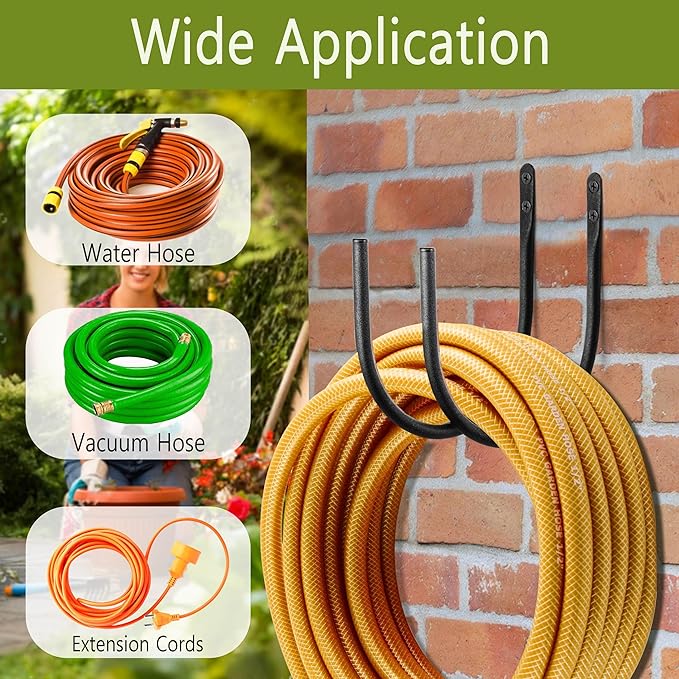 Garden Hose Holders Mount: Wall Mount Hose Hangers for Outside - 2Pcs Rust-Proof Water Hose Racks Hanging Hooks for Outside Garden Expandable Hose