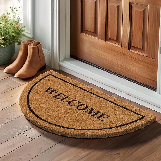 Barnyard Designs Natural Coco Coir Doormat Welcome Mat for Front Door & Outdoor Entrance, Large Door Mat for Indoor Entrance or Porch Entry, Brown (17x30, Welcome)