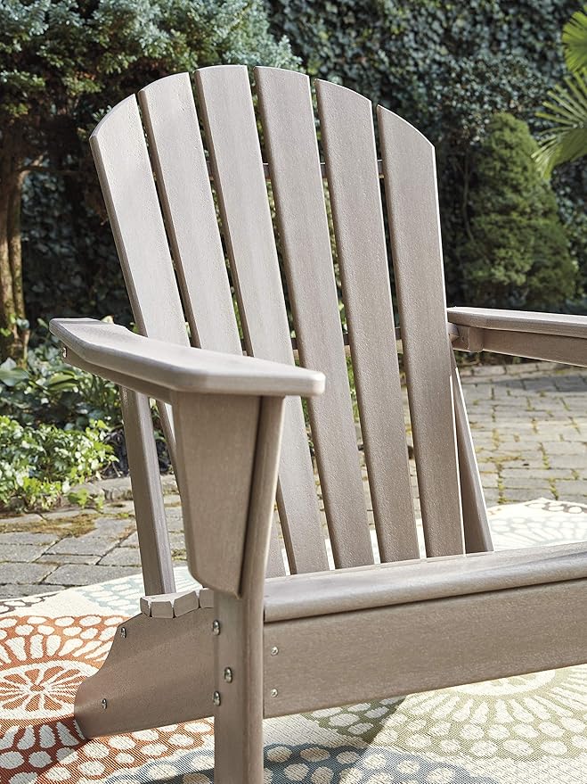 Signature Design by Ashley Sundown Treasure Outdoor Patio HDPE Adirondack Chair, Light Brown