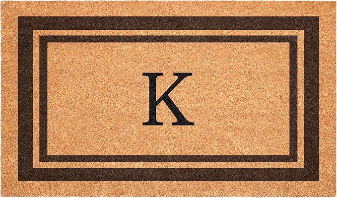 Calloway Mills 152982436K Brown Border 24" x 36" Monogram Doormat (Letter K)