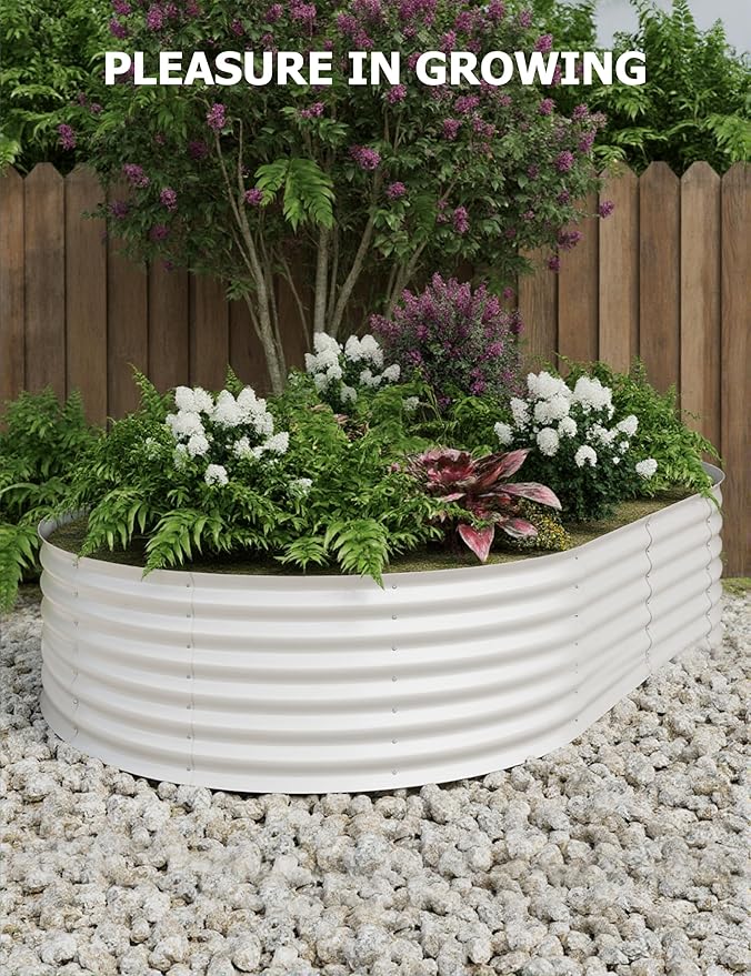IDEAHOUSE 2-Pack Raised Garden Bed - Heavy-Duty Galvanized Steel Outdoor Planter Box for Vegetables, Flowers & Herbs - Rust-Resistant, Easy-Assembly Garden Box, Beige/Green