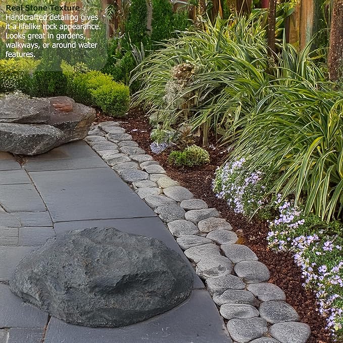Gardenised Fake Garden Rock Cover Decorative Natural Texture Faux Stone for Outdoor Landscaping Ideal for Hiding Irrigation Valves Water Pumps Pipes Electrical Boxes & Cables in Yard or Lawn, Shell