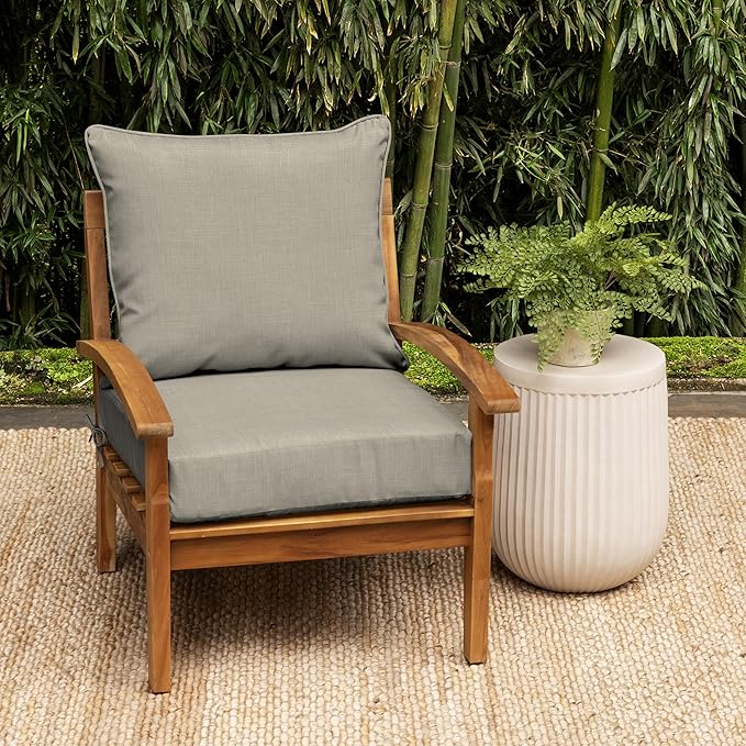 Arden earthFIBER Outdoor Foam Deep Seat Cushion Set, 24 in x 24 in, Weather-Proof, Rain-Proof, Fade Resistant Patio Cushion, Bottom and Back Cushion for Chair, Sofa, and Couch Sandbar Taupe Texture