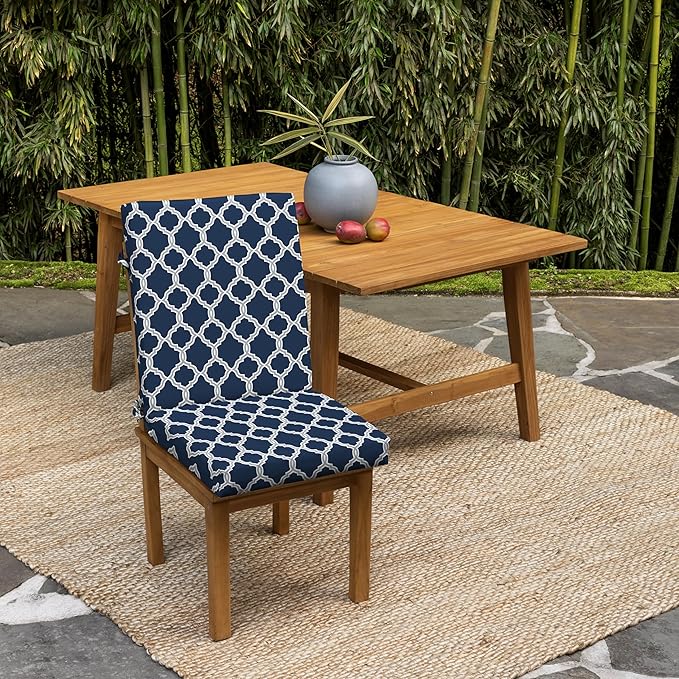 Arden earthFIBER Outdoor Dining Chair Cushion, 20 x 20, Rain-Proof, Fade Resistant, Sapphire Blue Garden Trellis