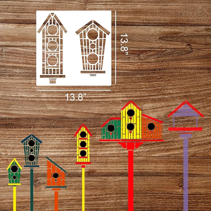 Garden Fence Stencils for Outdoor Large Bird House Stencils Reusable Drawing Stencil for Garden Fence Room Wall Wood Furniture