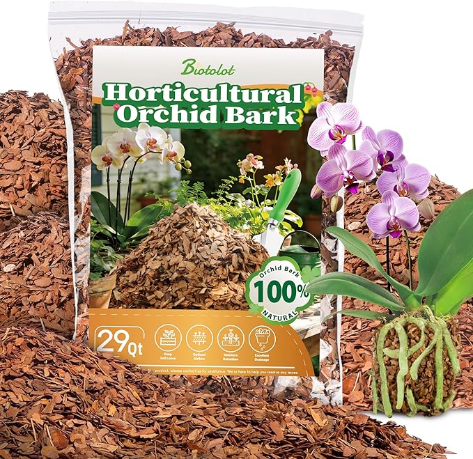 29qt Orchid Bark Horticultural Grade- Natural Mulch for Potted Plants, Root Development of Orchid Plants and Garden Soil Amendment Mix