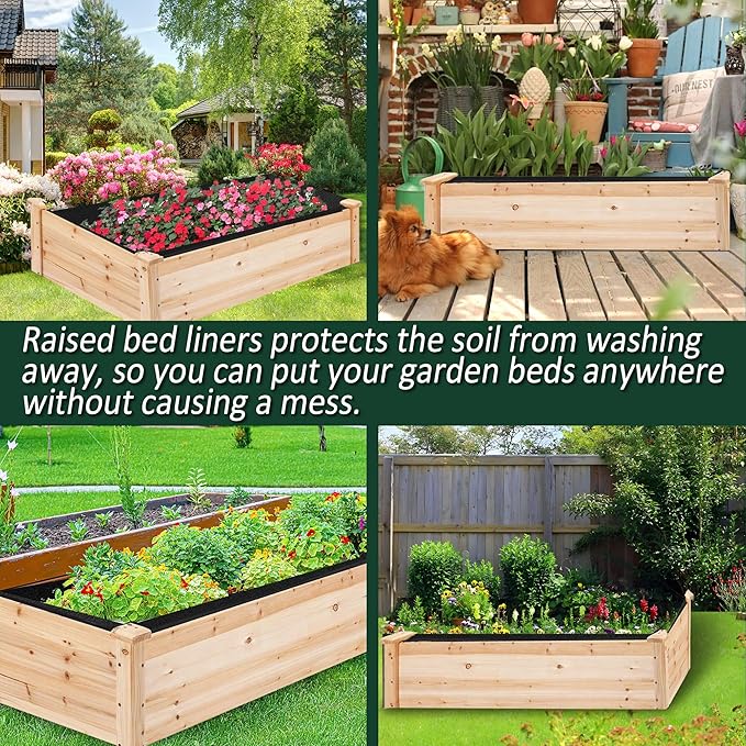 1PCS Raised Garden Bed Liner Fabric Raised Garden Bed Breathable Drainage Rectangle Grow Bags with Handles Fabric Garden Bed for Outdoor Garden Bed Holds Soil - 4ft x 2ft x 1ft