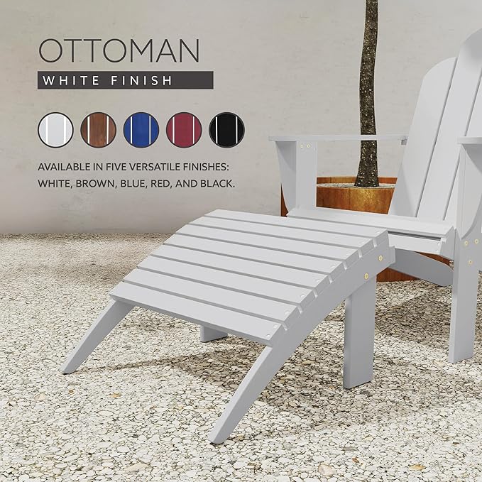 Linon Adirondack, White Ottoman,
