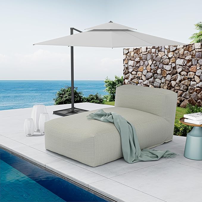 Outdoor Bean Bed Chair Sun Lounger, Outdoor Couch Sofa for Patio & Pool, Foam Filling Day Bed Furniture, Comfy Lazy Sofa for Outside, Water-Resistant Seating (Light Green, 59'' L)
