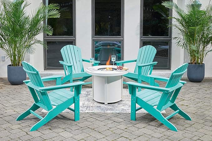 Signature Design by Ashley Sundown Treasure Outdoor Patio HDPE Weather Resistant Adirondack Chair, Blue