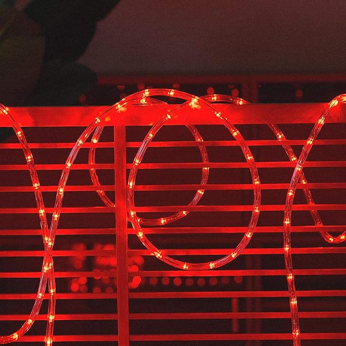 Waterproof LED Rope Lights, Connectable & Flexible with 8 Modes, Outdoor Lighting for Deck, Garden, Pool, Patio & Christmas Decor (RED, 20ft)