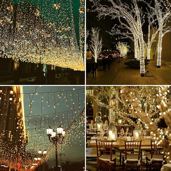 Dailyart Solar String Lights Outdoor 82FT 200 LED Warm White, Solar Fairy Lights Waterproof IP44 with 8 Lighting Modes & Auto On/Off, 600mAh Battery for Garden Patio Yard Trees
