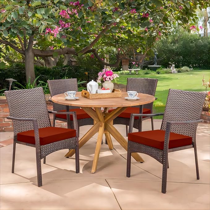 HARBOREST Outdoor Chair Cushions Set of 4, Water Resistant Patio Chair Cushions with Ties, Square Corner Outdoor Seat Cushions for Patio Furniture, 18.5"x16"x3", Burnt Orange