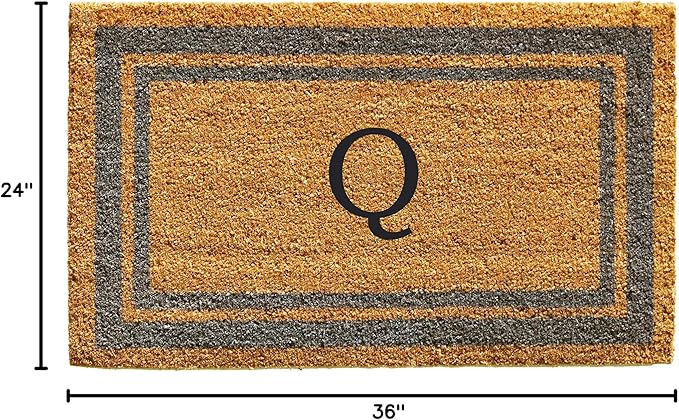 Calloway Mills 153022436Q Periwinkle Border 24" x 36" Monogram Doormat, (Letter Q)