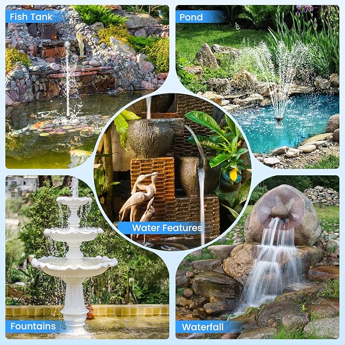 POPOSOAP 40W Solar Fountain Pump with Pond Filter, Solar Pond Filter with 480GPH Adjustable Flow, Pond Filters for Outdoor Ponds Pool Waterfall Koi Pond Water Features