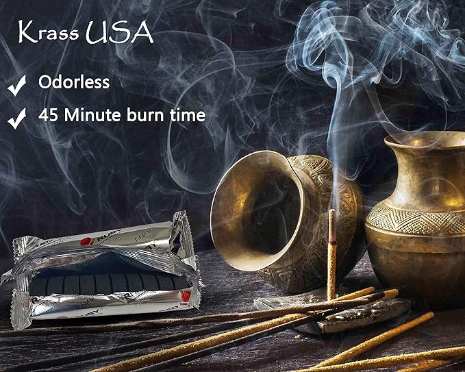 Coal Disks for Incense - Pack of 100 Coal Briquettes - 10 Rolls of 10 Tablets - Quicklighting - Slow Burning