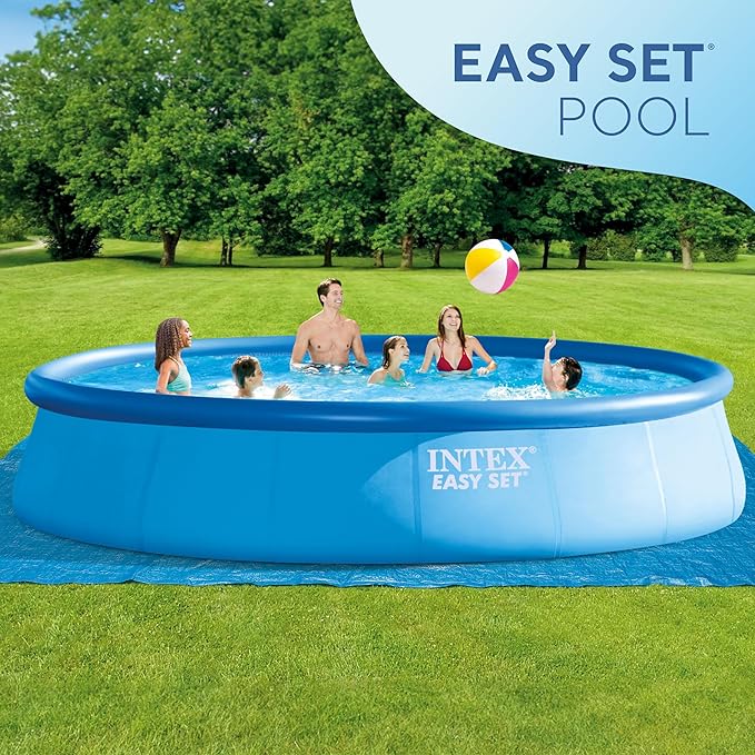 INTEX 28141EH Easy Set Inflatable Swimming Pool Set: 13ft x 33in – Includes 530 GPH Cartridge Filter Pump – Puncture-Resistant Material – 1926 Gallon Capacity – 26in Water Depth