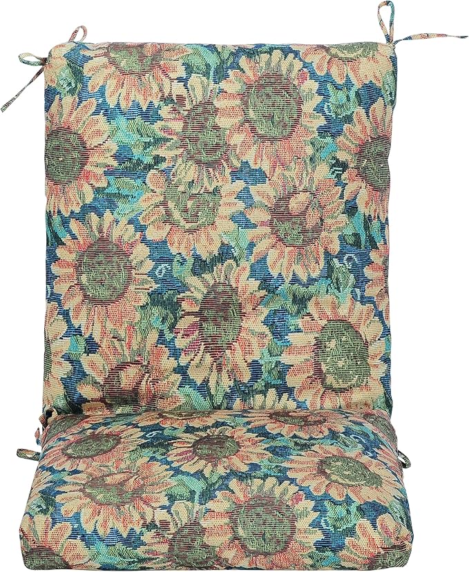Set of 2 Outdoor Dining Chair Cushions, Patio Seating Cushions, 38x18x4.5 inch, for Garden Patio Furniture (Sunflower)