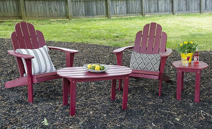 Linon Jayde Adirondack Coffee Table, Red, 21.06D x 38.39W x 3.94H in
