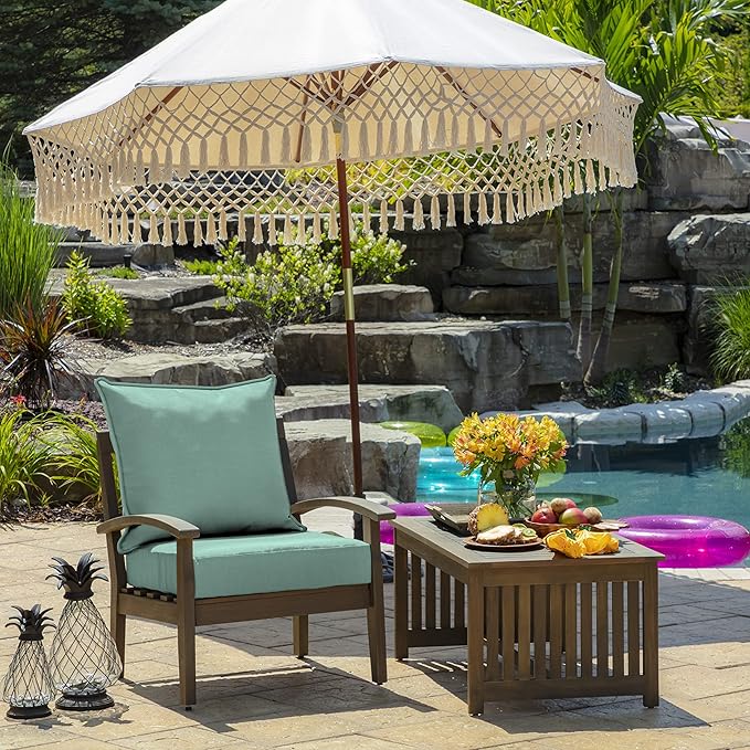 Arden Outdoor Deep Seat Cushion Set, 22 in x 24 in, Weather-Proof, Rain-Proof, Fade Resistant Patio Cushion Aqua Leala