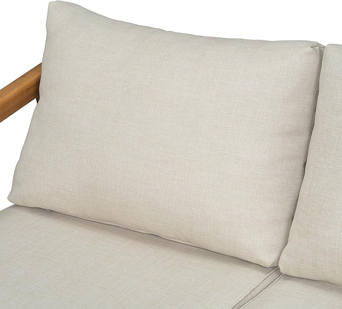 Christopher Knight Home Westin Acacia Wood Patio Loveseat Sofa with Cushion, Outdoor 2-Seater Sofa with Removable Cushions, Patio Furniture Sofa for 2, Teak+Beige