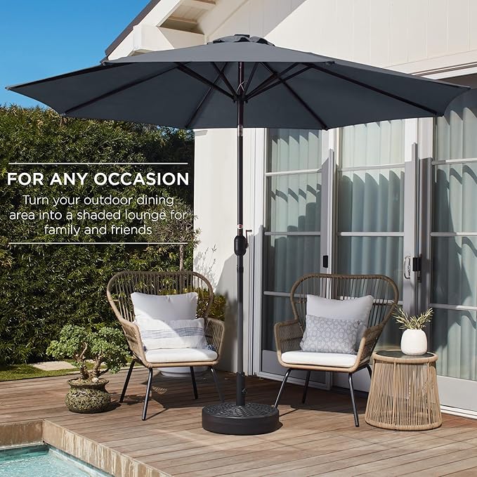 Best Choice Products 10ft Outdoor Steel Polyester Market Patio Umbrella w/Crank, Easy Push Button, Tilt, Table Compatible