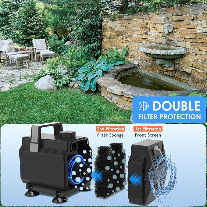 Submersible Water Pump 1200GPH/70W Fountain Pumps with Flow Control, Pond Pump Submersible Outdoor with 10ft 3-Core Power cable for Hydroponics, Aquarium, Waterfall, Statuary, Water feature