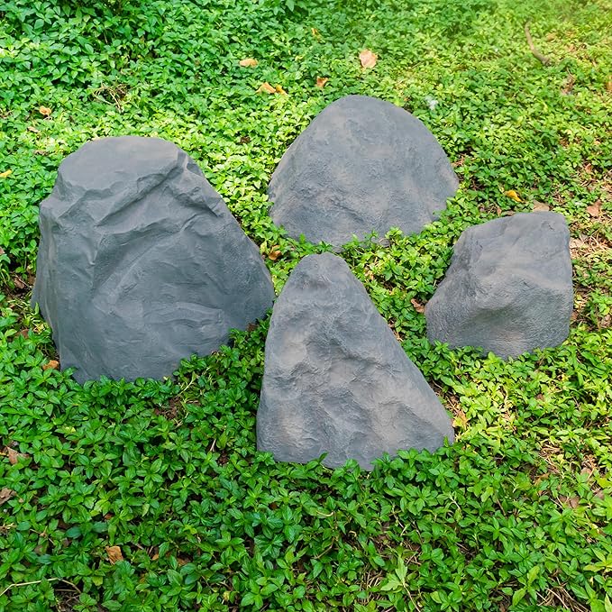 Gardenised QI004479 Outdoor Natural Artificial Round Rock Decor for Gardens, Lawns, and Landscapes - 1 Each