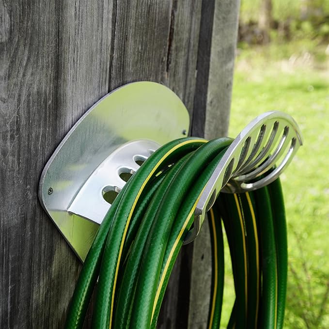 Hose Holder - Heavy Duty Aluminum Water Hose Hanger Wall Mount - Garden Hose Reel for 200ft 1/2" Hoses - Water Hose Holder - Hose Rack for Outside by Kings County Tools