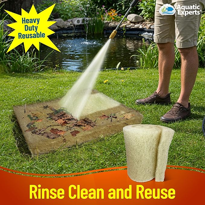 Aquatic Experts Cream COARSE Pond Filter Pad - 2 inch Thick - Bulk Roll Water Garden Filter Pond Media - Made in USA, (2 inch by 24 inch by 56 inch)