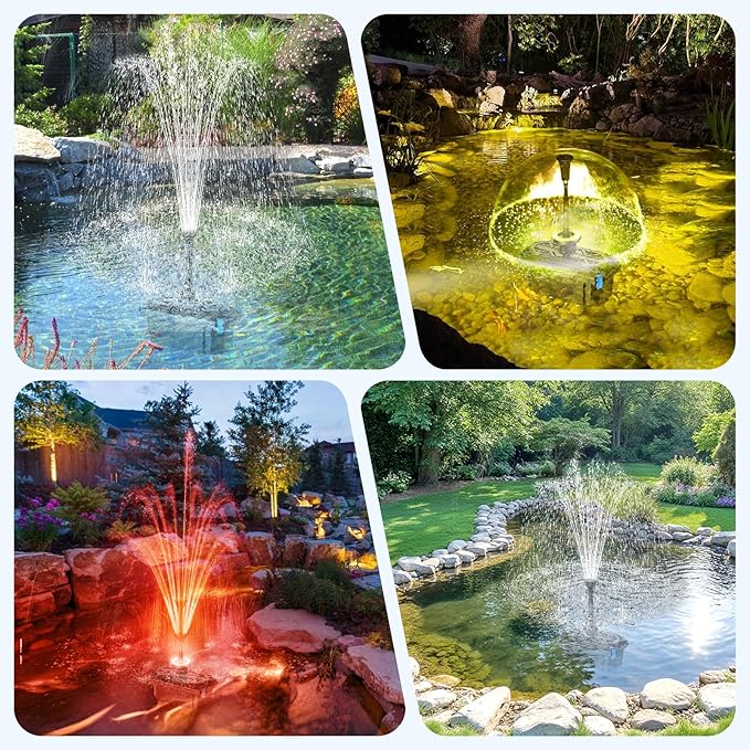 Antfraer 660GPH Pond Filter with RGB Auto-Cycle LED Lights - Built-in 40W Pump & 3-Stage Pond Filters for Outdoor Ponds, Koi Fish Ponds, Garden Fountains, Waterfalls & Aquariums (Corded Electric)