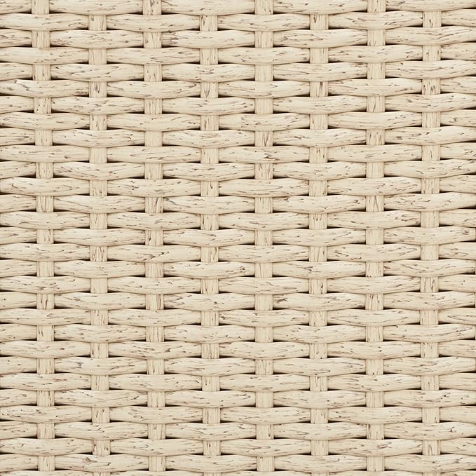 SAFAVIEH Outdoor Collection Daire Woven Beige/White Cushion Rocking Chair for Patio Porch Backyard Sunroom