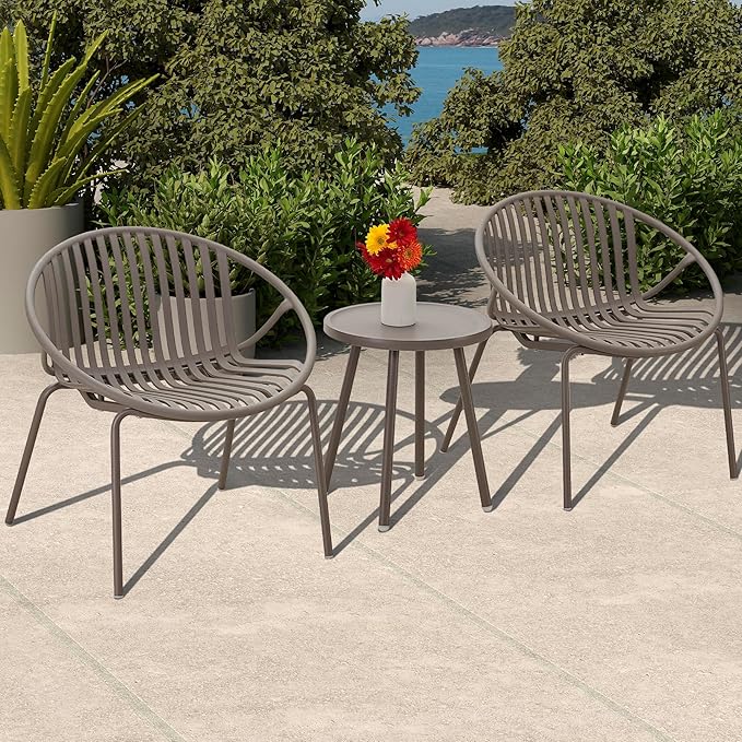 Patio Furniture Set, 3 Pieces Outdoor Furniture with Bistro Table and Chairs Set of 2, Outdoor Patio Set with Porch Chairs and Table, Deck Conversation Set for Garden Poolside