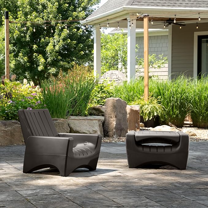 Step2 Switchback Chair - Adirondack Chair for Patio, Porch, Pool, Fire Pit - Durable Outdoor Patio Chair with Back Support for Adults, Dark Cedar