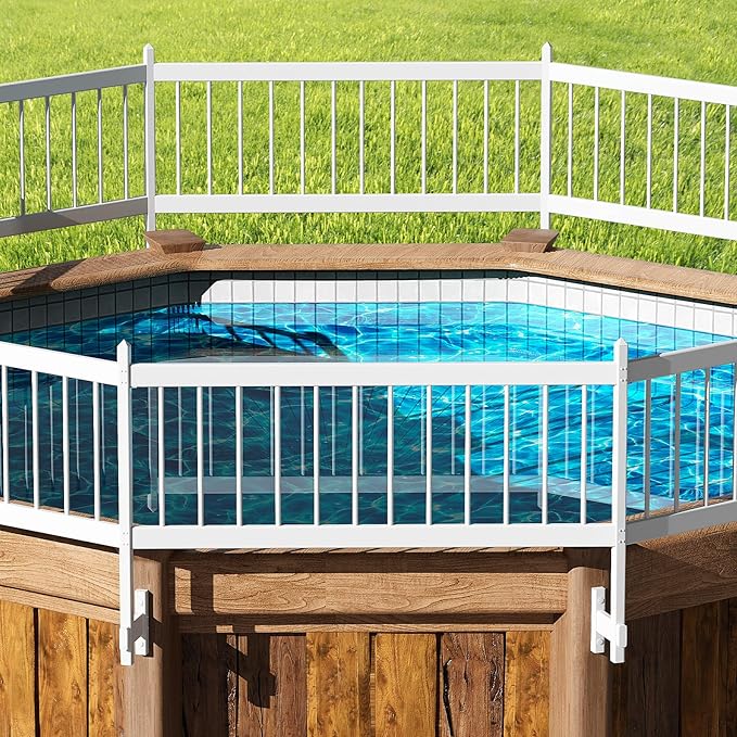 VINGLI Above Ground Pool Safety Fence,Swimming Pool Fences, Pool Fencing,White (Kit B-3 Sections)