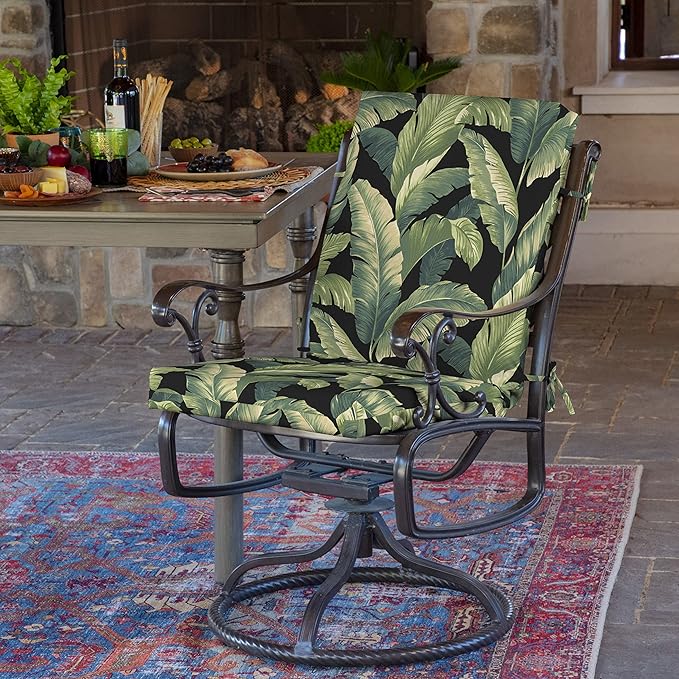 ARDEN Outdoor Midback Chair Cushion, 18 x 16.5, Water Repellent, Fade Resistant 18 x 16.5, Onyx Cebu