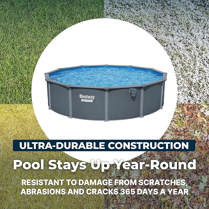 Bestway Hydrium 18' x 52" Round Steel Wall Above Ground Pool Set