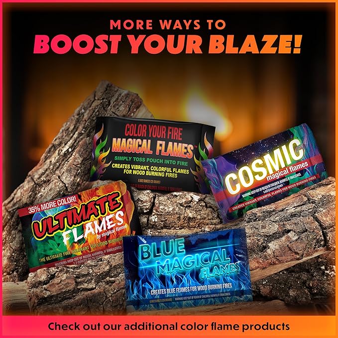 Magical Flames Fire Color Packets (10 Pack), Vibrant Multi-Color Fire for Fire Pits, Campfires, Bonfires & Fireplaces - Camping Essentials & Outdoor Party Accessories