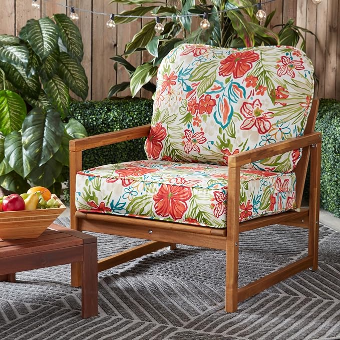 Greendale Home Fashions Outdoor Reversible 2-Piece Deep Seat Cushion Set, Garden Floral